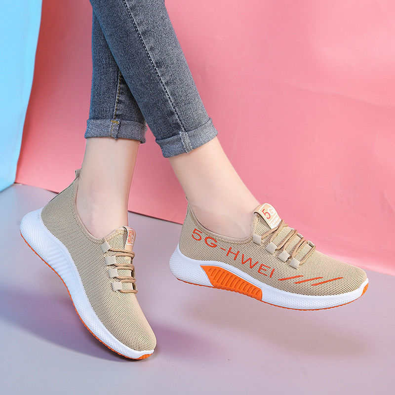 Women's Korean version cloth shoes casual old flying weaving running sneakers new mom shoes shoes Beijing Spring Autumn 2021