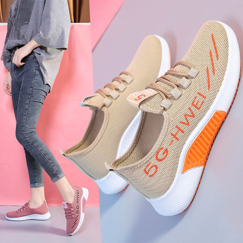 Women's Korean version cloth shoes casual old flying weaving running sneakers new mom shoes shoes Beijing Spring Autumn 2021