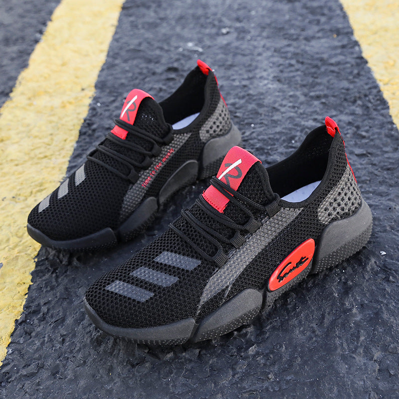 Men's sports shoes in spring and autumn new youth breathable flat-bottomed Korean version of the trend of leisure running student sports men's shoes