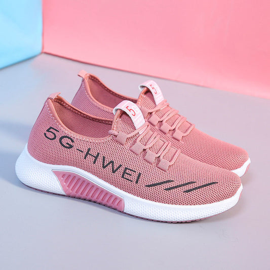 Women's Korean version cloth shoes casual old flying weaving running sneakers new mom shoes shoes Beijing Spring Autumn 2021