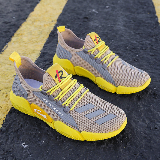 Men's sports shoes in spring and autumn new youth breathable flat-bottomed Korean version of the trend of leisure running student sports men's shoes