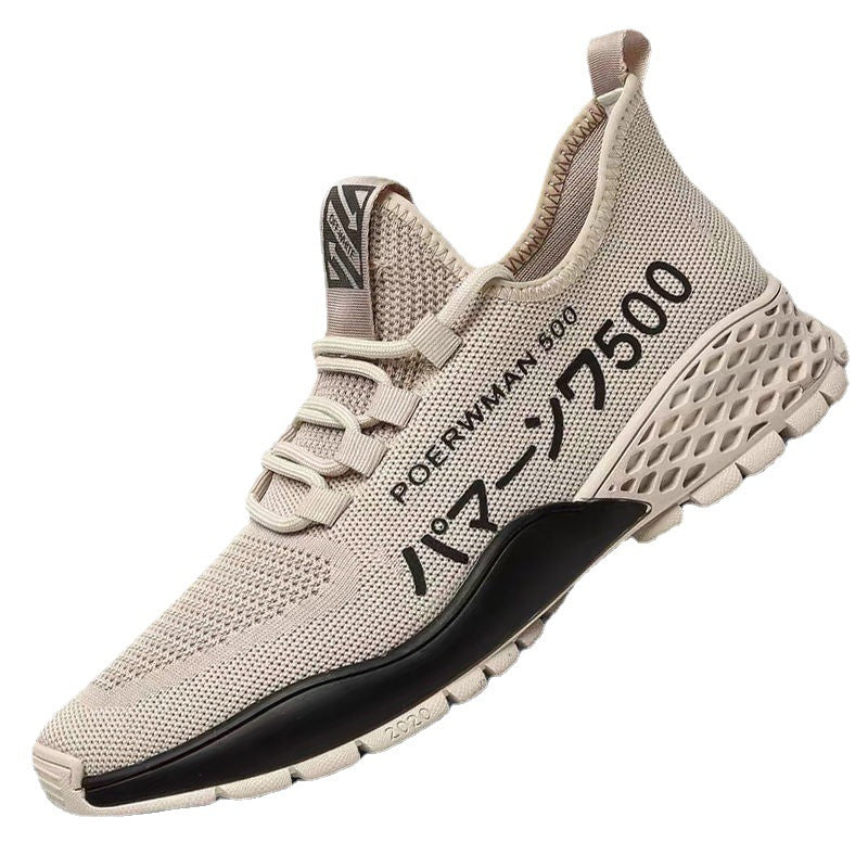 2022 New Summer Men's Shoes Korean Fashion Versatile Running Sneakers Men's Flying Weave Breathable Mesh Casual Shoes