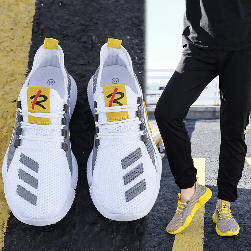 Men's sports shoes in spring and autumn new youth breathable flat-bottomed Korean version of the trend of leisure running student sports men's shoes